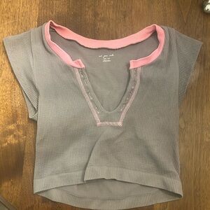 Urban Outfitters Gray and Pink Crop Top
